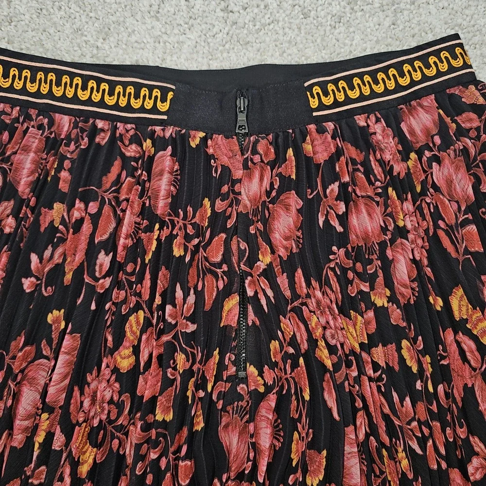 ALICE AND OLIVIA KATZ SUNBURST PLEATED Boho MAXI SKIRT Size 6 - Picture 8 of 9